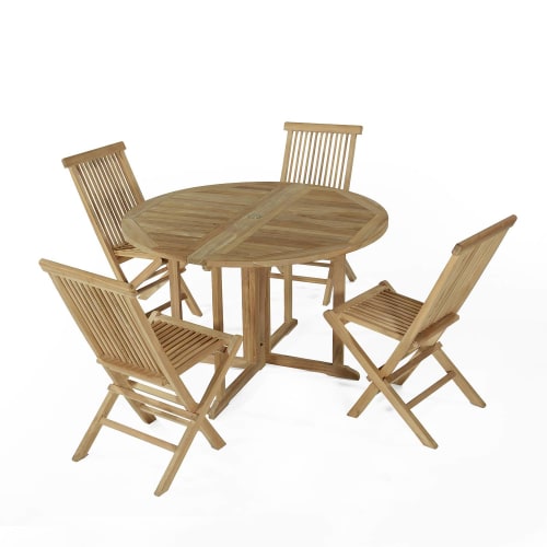 Jardin Ensemble table et chaises de jardin | Salon de jardin 4 chaises en teck massif - HE45465