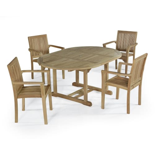 Jardin Ensemble table et chaises de jardin | Salon de jardin 4 fauteuils en teck massif - YY56028