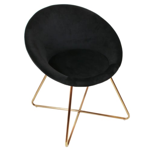 Canapés et fauteuils Fauteuils | Fauteuil  velours noir et piétement doré - AE43847