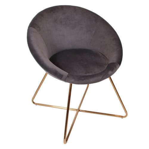 Canapés et fauteuils Fauteuils | Fauteuil  velours gris et piétement doré - JR04859