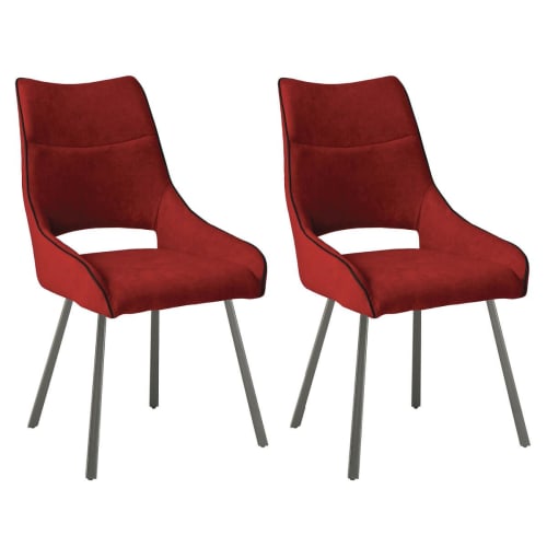 Meubles Chaises | Lot  de 2 chaises tissu coloris rouge - SB84865