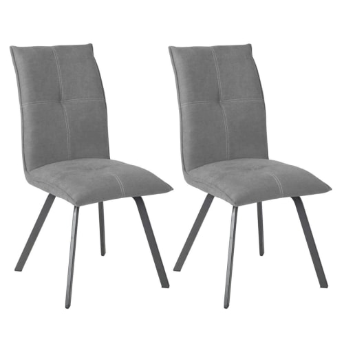 Meubles Chaises | Lot  de 2 chaises tissu coloris gris anthracite - HG13693