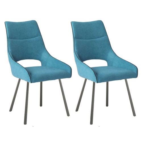 Meubles Chaises | Lot  de 2 chaises tissu coloris bleu - UE67819