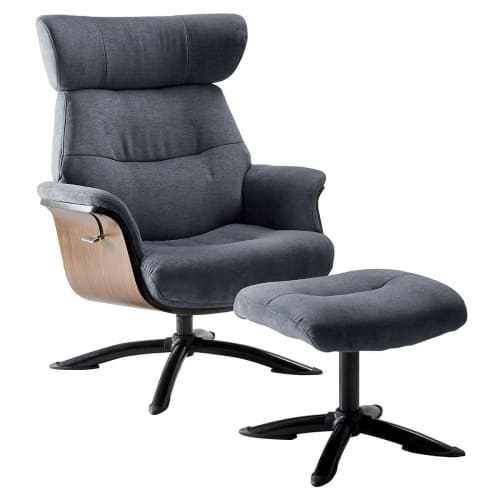 Canapés et fauteuils Fauteuils | Fauteuil  inclinable + repose-pieds gris bleu - UO56313
