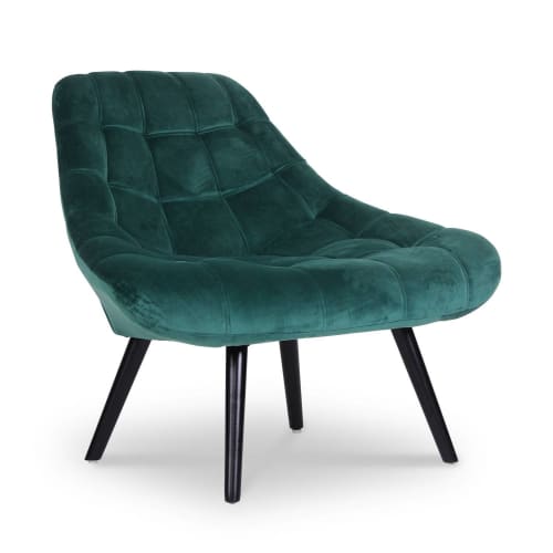 Canapés et fauteuils Fauteuils | Fauteuil en velours vert et pieds noir - YM19392