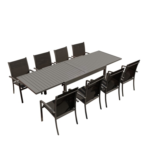 Jardin Ensemble table et chaises de jardin | Table de jardin 8 places en aluminium anthracite - XZ98835