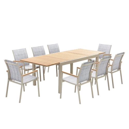 Jardin Ensemble table et chaises de jardin | Table de jardin extensible 8 personnes en aluminium gris - LL45392