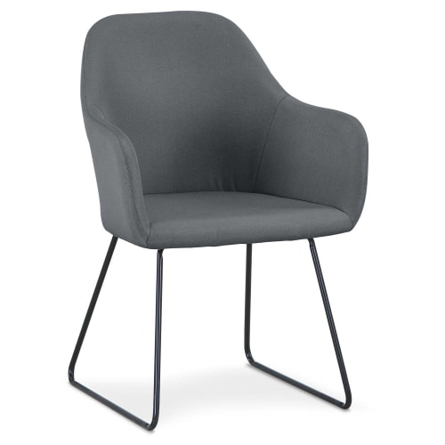 Canapés et fauteuils Fauteuils | Fauteuil de table métal noir et tissu gris - EQ89005