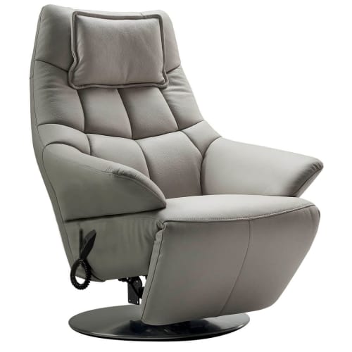Canapés et fauteuils Fauteuils | Fauteuil  relax electrique cuir gris - HC33943