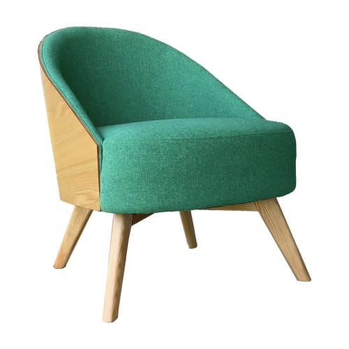 Canapés et fauteuils Fauteuils | Fauteuil scandinave en tissu vert et bois - WG49675
