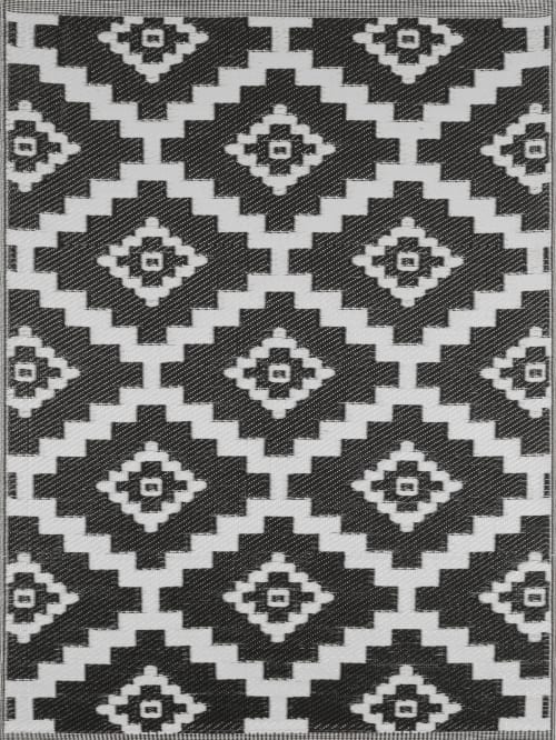 Tapis extérieur et intérieur, noir et blanc, 120x160 cm