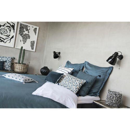 Housse De Coussin En Coton 50x30 Bleu Petrole Liberty Maisons Du Monde