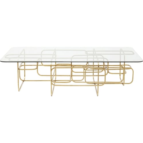 Meubles Tables basses | Table basse en acier doré et verre - OS34713