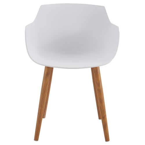 Meubles Chaises | Chaise scandinave blanc pied métal effet bois (x4) - SG26345