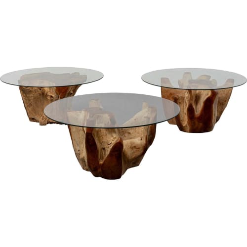 Meubles Tables basses | Table basse en teck flotté et verre - RP51751