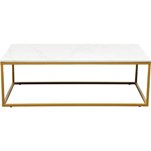 Table basse en marbre composite blanc et acier doré