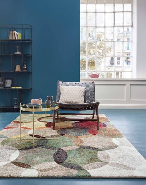 Kurzflor Teppich mit Vintage-Kreismuster | in du warmen 200x290 Maisons Tönen Monde MODERNINA