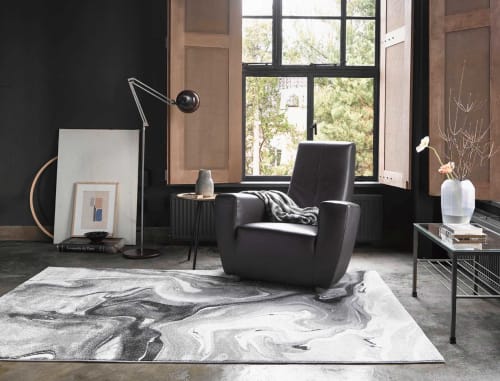 Tapis Motif Marbre Nuances De Gris 200x133 Voyage Maisons Du Monde