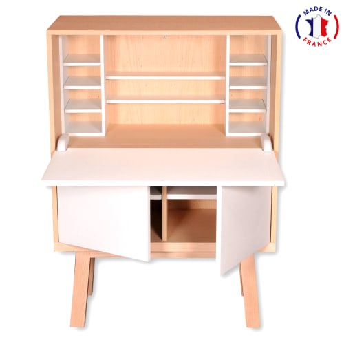 Bureau Secretaire En Bois Blanc Balisson Kube Maisons Du Monde