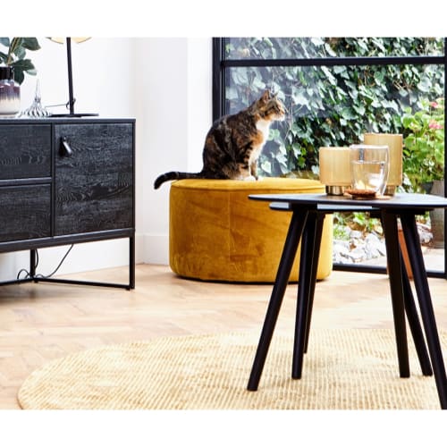 Meubles Tables basses | Tables gigognes bois noir style scandinave - YM94158