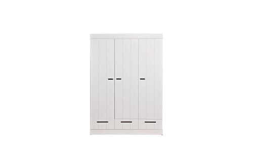 Meubles Armoires | Armoire vestiaire 3 portes  et  3 tiroirs blanc - ML45094