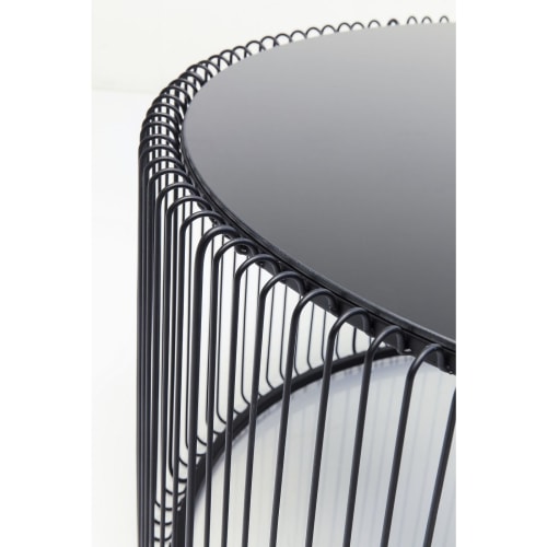 Meubles Tables basses | Table basse ronde en acier noir et verre - PB13461