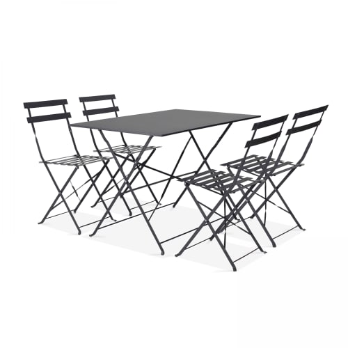Jardin Ensemble table et chaises de jardin | Table de jardin bistrot et 4 chaises pliantes gris - CB10961