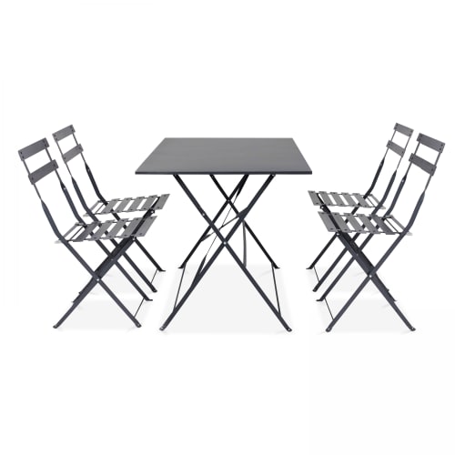 Jardin Ensemble table et chaises de jardin | Table de jardin bistrot et 4 chaises pliantes gris - YP09407
