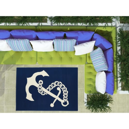 Jardin Tapis extérieur | Tapis  design en polypropylène bleu marine 160x230 - DV90495