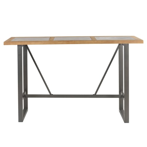 Meubles Bars | Table de bar style industriel en pin et béton - MI96946