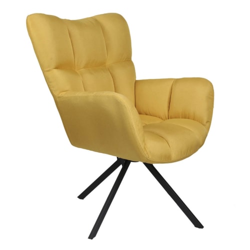 Canapés et fauteuils Fauteuils | Fauteuil  pivotant tissu jaune et pieds métal - IX49763