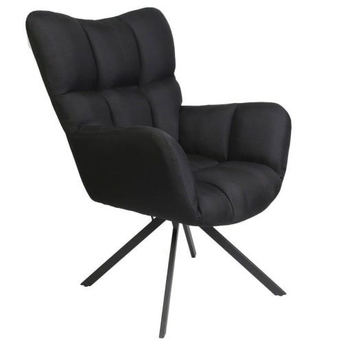 Canapés et fauteuils Fauteuils | Fauteuil  pivotant tissu noir et pieds métal - SE28553