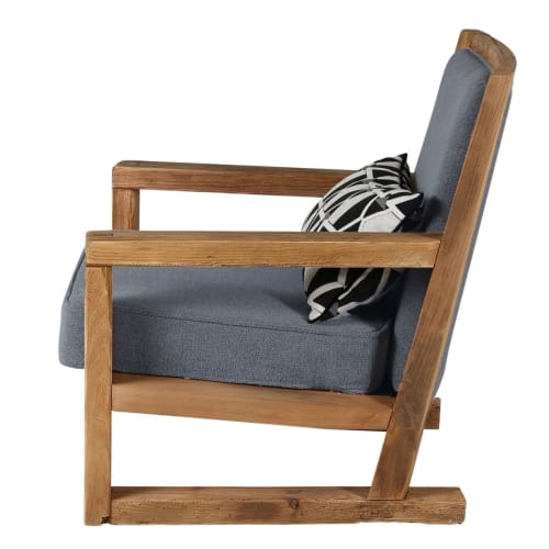Canapés et fauteuils Fauteuils | Fauteuil en pin recyclé et tissu gris - VH41714