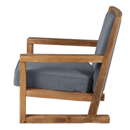 Canapés et fauteuils Fauteuils | Fauteuil en pin recyclé et tissu gris - VH41714
