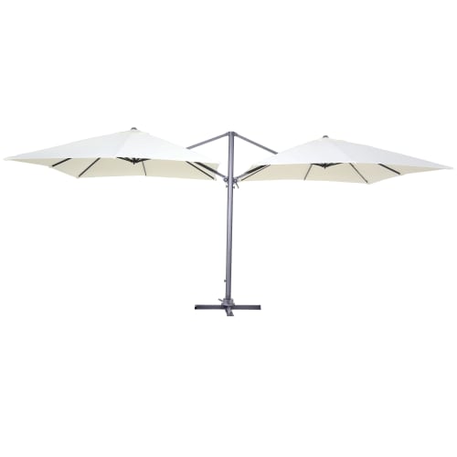 Jardin Parasols | Double parasol déporté carré en aluminium 3x3m écru - UC34827