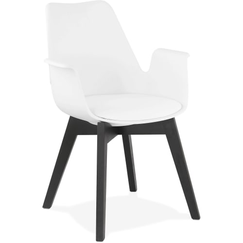 Canapés et fauteuils Fauteuils | Fauteuil scandinave rembourré assise blanc pieds noir - LT64767