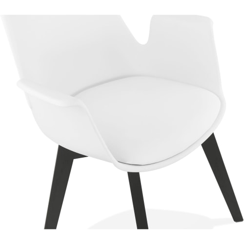 Canapés et fauteuils Fauteuils | Fauteuil scandinave rembourré assise blanc pieds noir - LT64767