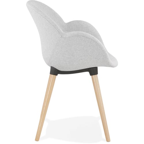 Canapés et fauteuils Fauteuils | Fauteuil design rembourré tissu gris clair pieds bois - PF87747