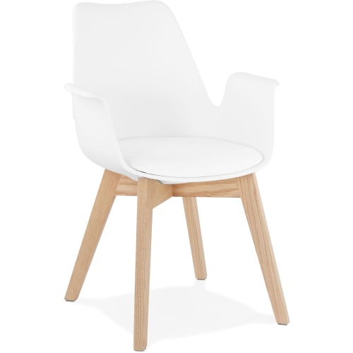 Canapés et fauteuils Fauteuils | Fauteuil scandinave rembourré assise blanc pieds boir clair - ED17893