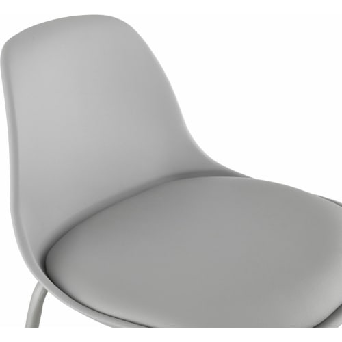 Tabouret De Bar Assise Rembourree Imitation Cuir Gris Escal Mini Maisons Du Monde