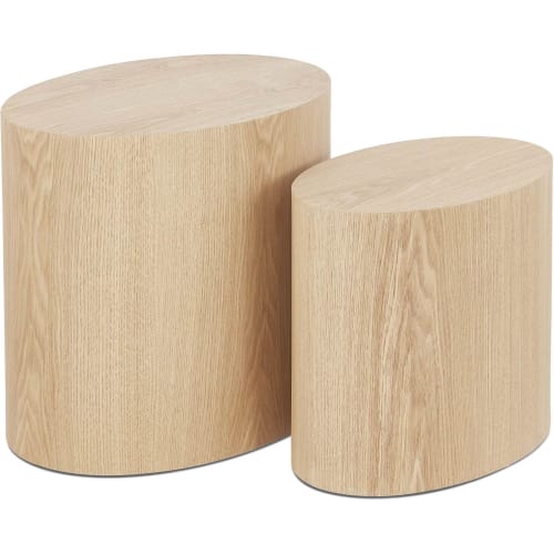 Table basse design bois couleur bois clair (lot de 2)