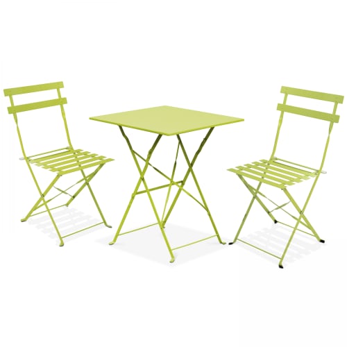 Jardin Ensemble table et chaises de jardin | Table bistrot de jardin et 2 chaises pliantes vert - PZ74358