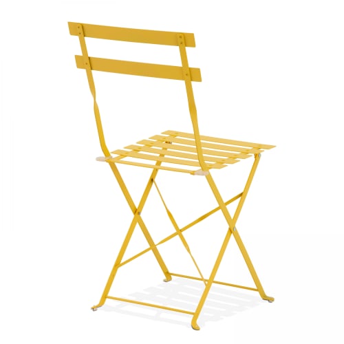 Jardin Ensemble table et chaises de jardin | Table bistrot de jardin et 2 chaises pliantes jaune - HC28210