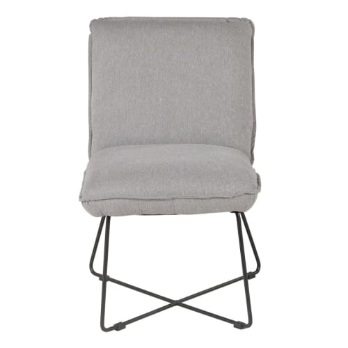 Canapés et fauteuils Fauteuils | Fauteuil tissu et métal gris clair design - SI95768