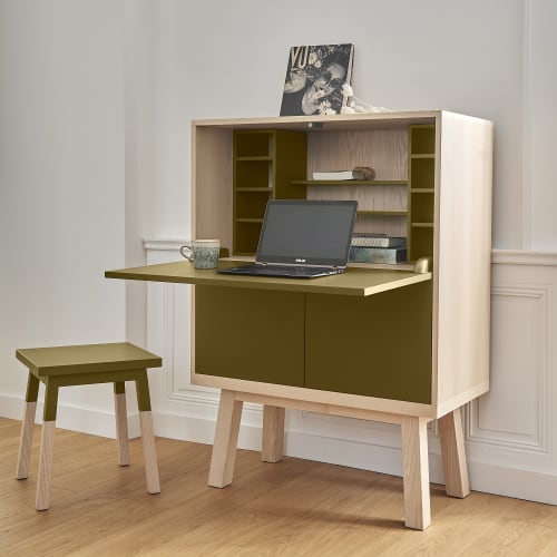 Bureau Secretaire En Bois Tabac De Ruca Kube Maisons Du Monde