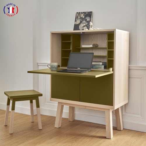 Bureau Secretaire En Bois Tabac De Ruca Kube Maisons Du Monde