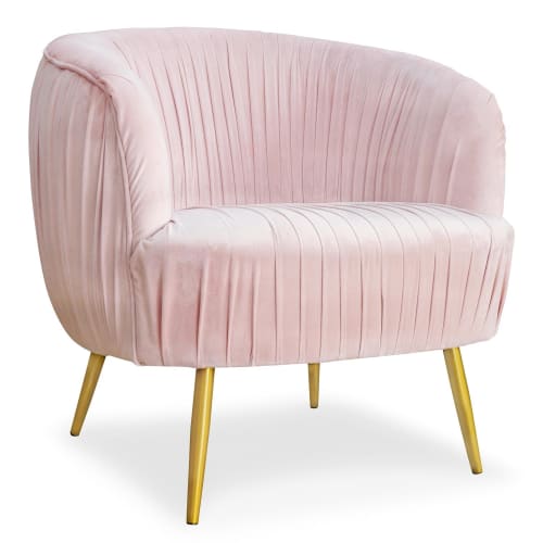Canapés et fauteuils Fauteuils | Fauteuil velours rose pieds métal or - PT15322