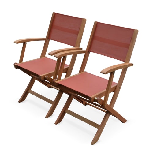 Jardin Chaises de jardin | Lot de 2 fauteuils de jardin en bois terracotta - PV81681
