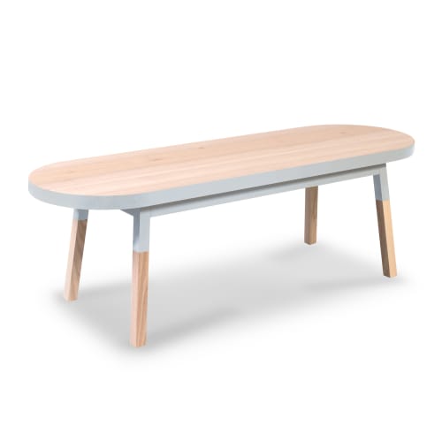 Meubles Tables basses | Table basse banc 140 cm, 100% frêne massif blanc balisson - KL79817