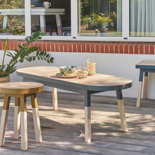 Meubles Tables basses | Table basse banc 140 cm, 100% frêne massif blanc balisson - KL79817